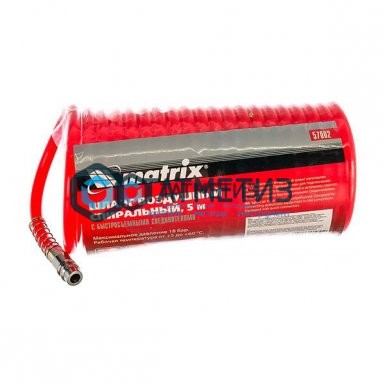 Шланг спиральный воздушный, 5 м, с быстросъемными соединениями// MATRIX Шланг спиральный воздушный, 5 м, с быстросъемными соединениями// MATRIX