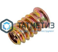Втулка (футорка) мебельная резьбовая с потайным фланцем 8х12,5х15 ЖЕЛТЫЙ ЦИНК -  магазин «ТАТМЕТИЗ»