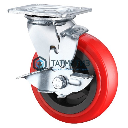 Колесо большегрузное ПОЛИУРЕНТАН, нейлоновый обод, поворотное с тормозом d 155 мм -  магазин «ТАТМЕТИЗ»