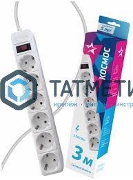 Удлинитель бытовой 6х3м С/З, 16А, IP20, 3.5кВт, БЕЛЫЙ, КОСМОС -  магазин крепежа «ТАТМЕТИЗ»