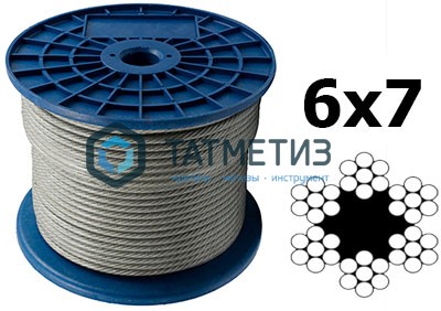 Трос стальной оц. 6 мм DIN 3055 (200 м/бух) КК | «ТАТМЕТИЗ» Трос стальной оц. 6 мм DIN 3055 (200 м/бух) КК - магазин крепежа «ТАТМЕТИЗ»
