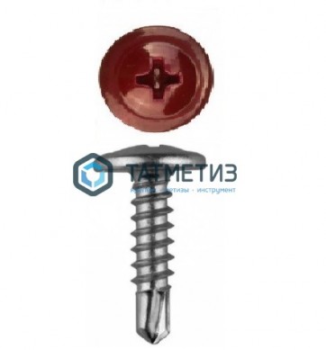 Саморез п/ш сверло 4,2x19 RAL 3005 | «ТАТМЕТИЗ» Саморез п/ш сверло 4,2x19 RAL 3005 - магазин крепежа «ТАТМЕТИЗ»