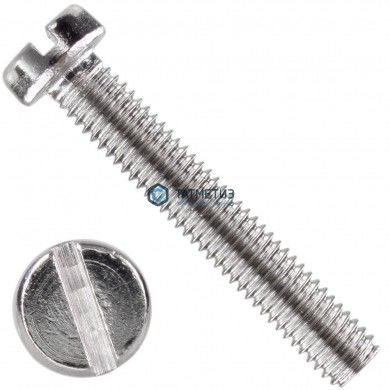 Винт с цилиндрической головкой с прямым шлицем А2 DIN 84 М10 х 25 | «ТАТМЕТИЗ» Винт с цилиндрической головкой с прямым шлицем А2 DIN 84 М10 х 25 - магазин крепежа «ТАТМЕТИЗ»