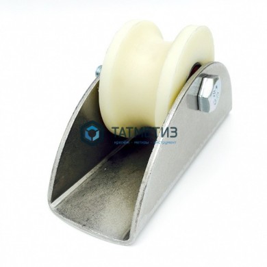 Ролик КАПРОЛОН d 70мм под ТРУБУ d.3/4" на ПЛАТФОРМЕ | «ТАТМЕТИЗ» Ролик КАПРОЛОН d 70мм под ТРУБУ d.3/4" на ПЛАТФОРМЕ - магазин крепежа «ТАТМЕТИЗ»