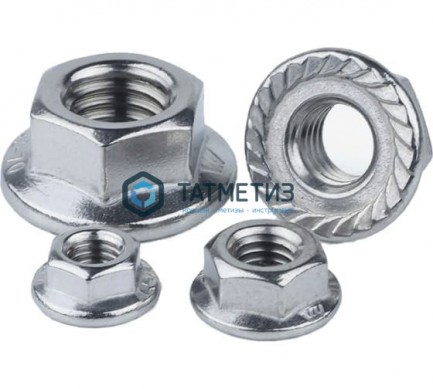 Гайка с фланцем DIN 6923, оц М8 (3600 шт/уп) МН | «ТАТМЕТИЗ» Гайка с фланцем DIN 6923, оц М8 (3600 шт/уп) МН - магазин крепежа «ТАТМЕТИЗ»