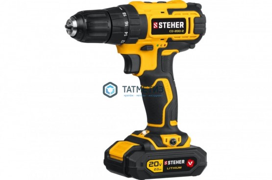 Дрель-шуруповерт 20 В, STEHER, 2 АКБ (2Ач), в кейсе | «ТАТМЕТИЗ» Дрель-шуруповерт 20 В, STEHER, 2 АКБ (2Ач), в кейсе - магазин крепежа «ТАТМЕТИЗ»