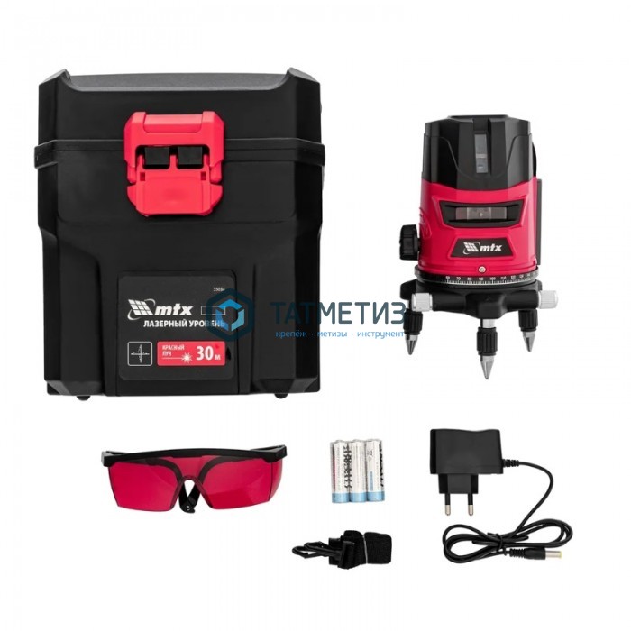 Уровень лазерный CRL-30R, 30 м, красный луч, батарейки, резьба 5/8"// MTX Уровень лазерный CRL-30R, 30 м, красный луч, батарейки, резьба 5/8"// MTX