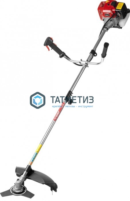 Триммер бензиновый ЗУБР, 32,5 куб.см (1,1л.с.), 9000 об/мин, катушка/нож, скос 44/25,5см, велос.рук. Триммер бензиновый ЗУБР, 32,5 куб.см (1,1л.с.), 9000 об/мин, катушка/нож, скос 44/25,5см, велос.рук.