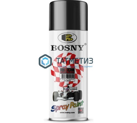 Краска аэроз. BOSNY 520 мл. №004 ЧЕРНАЯ матовая Краска аэроз. BOSNY 520 мл. №004 ЧЕРНАЯ матовая
