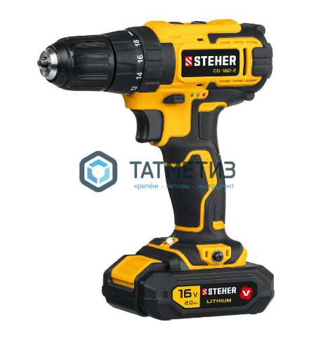 Дрель-шуруповерт 16 В, STEHER, 2 АКБ (2Ач), в кейсе Дрель-шуруповерт 16 В, STEHER, 2 АКБ (2Ач), в кейсе