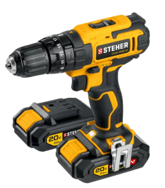 Дрель-шуруповерт 20 В, STEHER, 2 АКБ (2Ач), в кейсе -  магазин крепежа «ТАТМЕТИЗ»