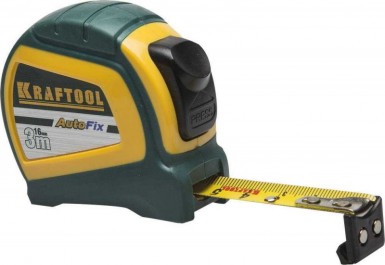 Рулетка KRAFTOOL "EXPERT", автостоп, двусторон шкала с нейлон покрытием, обрезин крюк с магнитом, двухк -  магазин крепежа «ТАТМЕТИЗ»