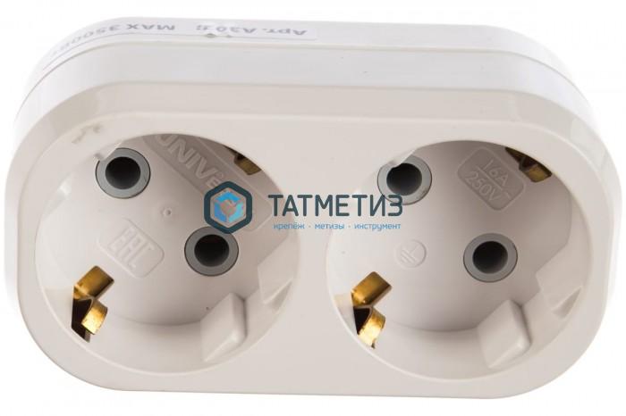Тройник на 2 гнезда с заземлением 16А Универсал Тройник на 2 гнезда с заземлением 16А Универсал