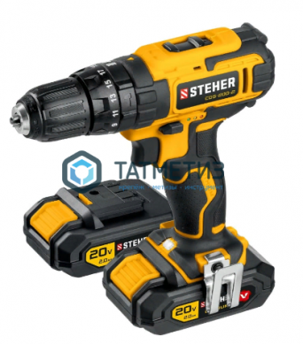 Дрель-шуруповерт 20 В, STEHER, 2 АКБ (2Ач), в кейсе | «ТАТМЕТИЗ» Дрель-шуруповерт 20 В, STEHER, 2 АКБ (2Ач), в кейсе - магазин крепежа «ТАТМЕТИЗ»