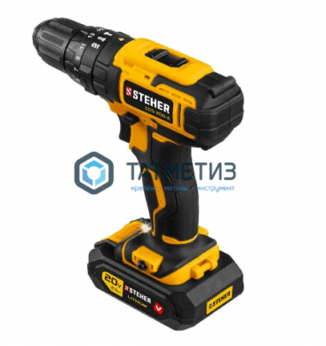 Дрель-шуруповерт 20 В, STEHER, 2 АКБ (2Ач), в кейсе | «ТАТМЕТИЗ» Дрель-шуруповерт 20 В, STEHER, 2 АКБ (2Ач), в кейсе - магазин крепежа «ТАТМЕТИЗ»