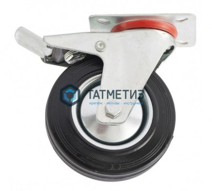 Колесо поворотное с тормозом d-125мм, крепление  платформенное СИБРТЕХ -  магазин крепежа «ТАТМЕТИЗ»