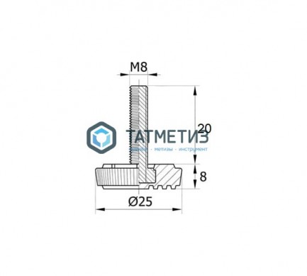 Опора резьбовая регулируемая D25, М8 х 20 мм | «ТАТМЕТИЗ» Опора резьбовая регулируемая D25, М8 х 20 мм - магазин крепежа «ТАТМЕТИЗ»