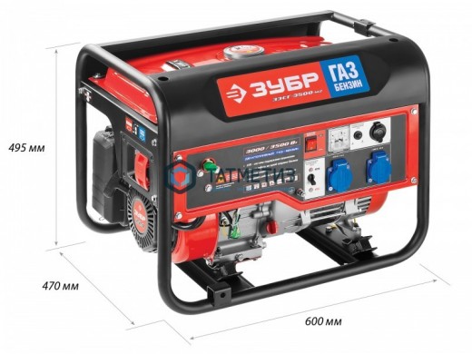 Генератор гибридный (бензин / газ), 3500 Вт, ЗУБР | «ТАТМЕТИЗ» Генератор гибридный (бензин / газ), 3500 Вт, ЗУБР - магазин крепежа «ТАТМЕТИЗ»